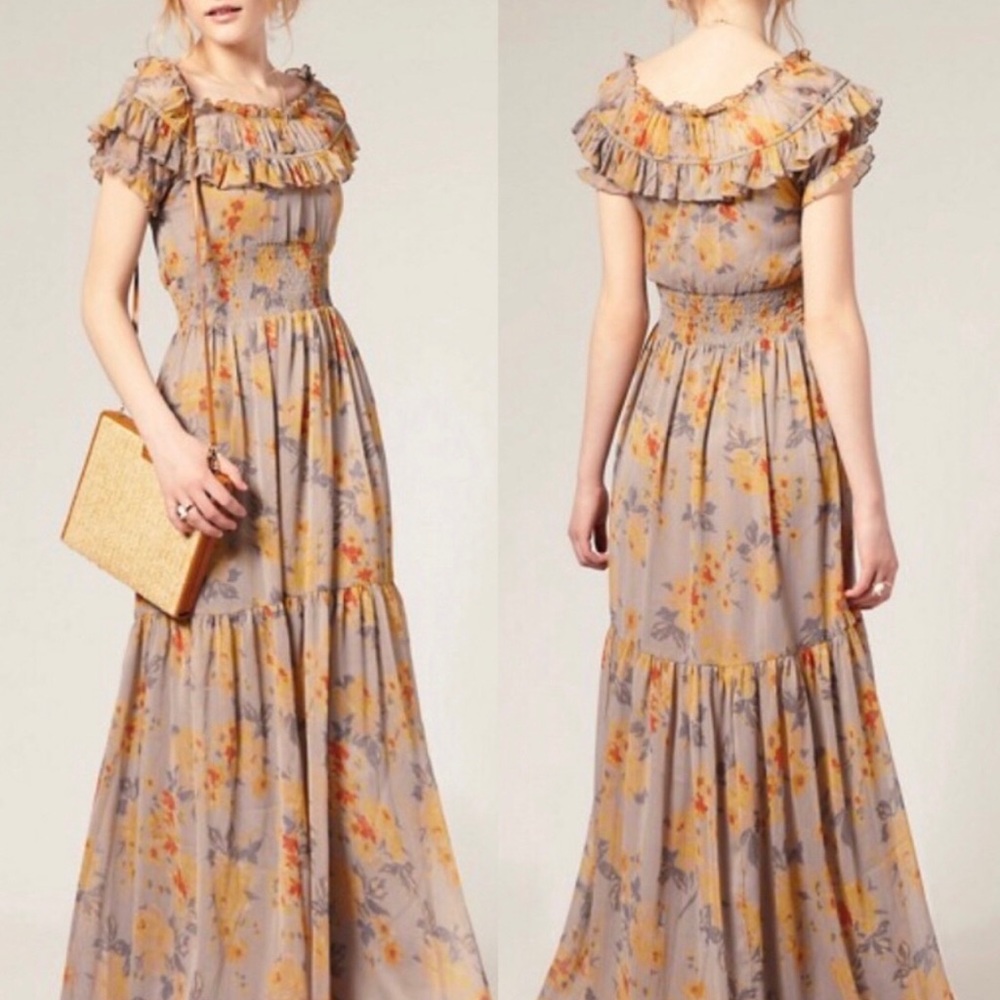 ASOS Floral Maxi Dress with Ruffle Sleeves. Size 6